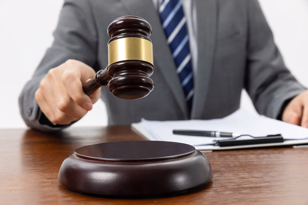 A person holding gavel symbolising law