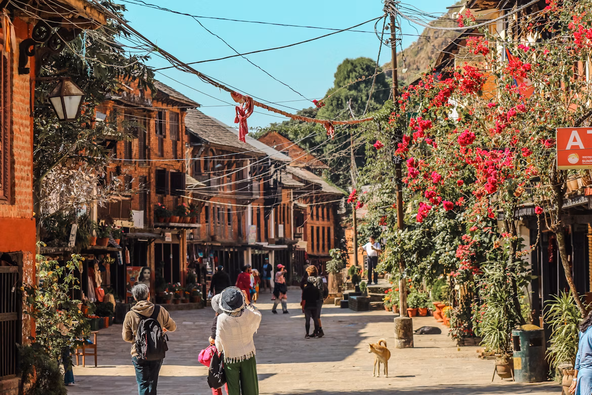 Colonial-era buildings in misty Bandipur