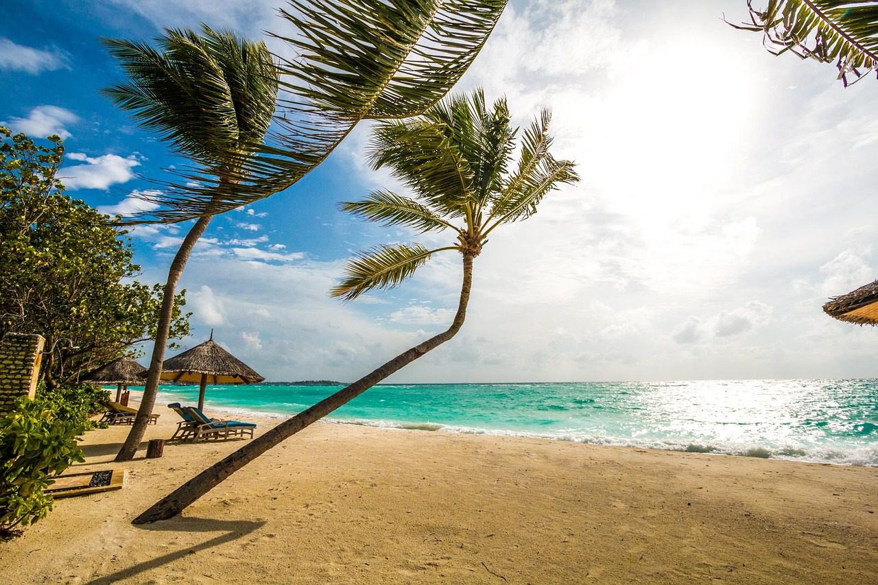 Beach view of an island in Maldives
