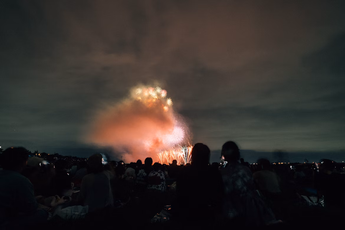 Fireworks and lights over Keflavík’s harbor during Ljósanótt