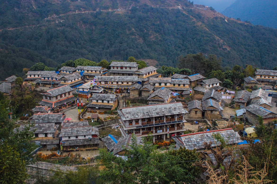 Traditional stone houses in Ghandruk village
