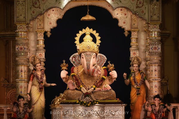 Ornate Hindu shrine with Ganesha idol