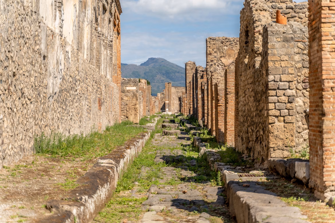  Ruins of Pompeii with Mount Vesuvius in the background